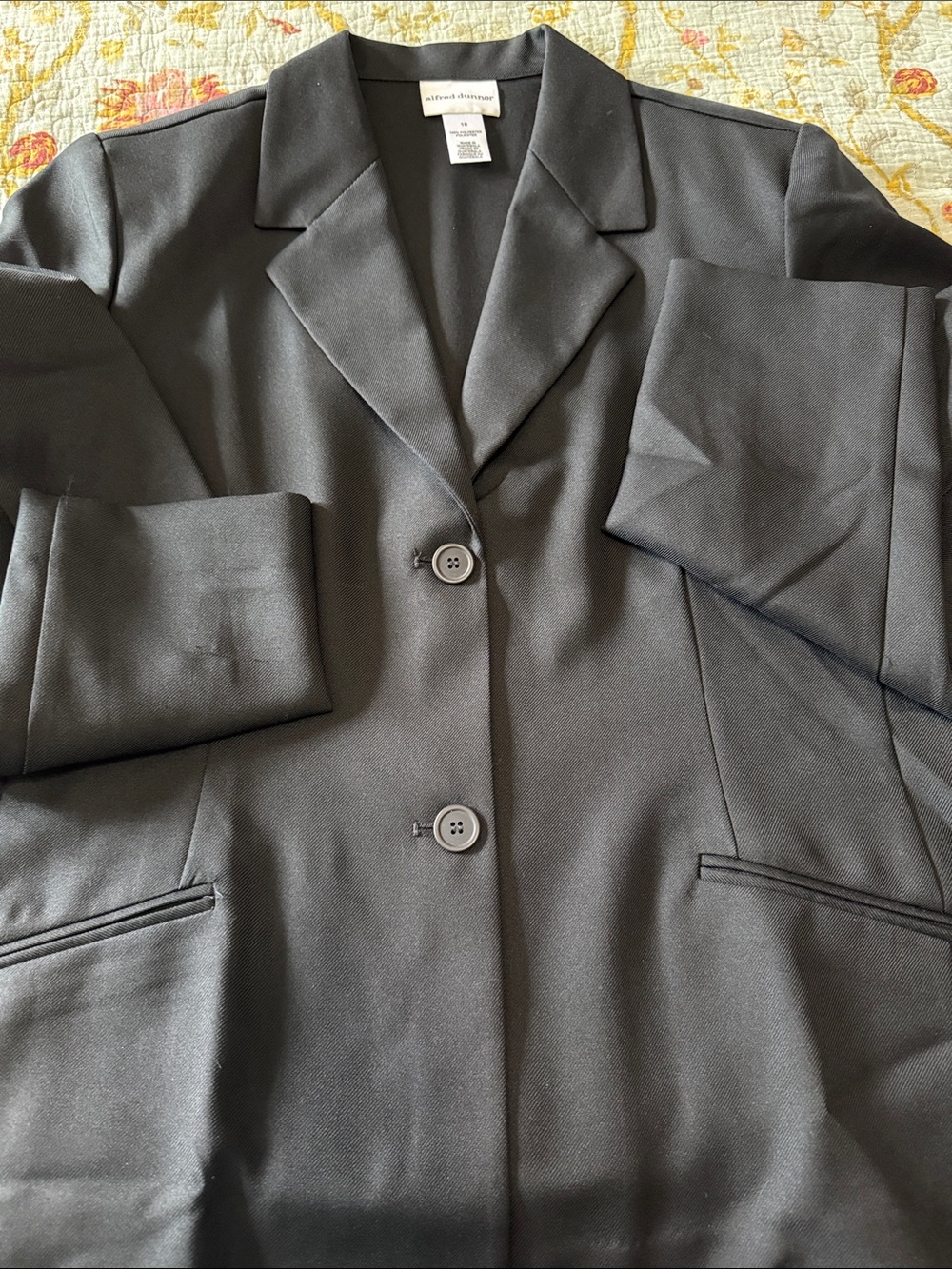 Alfred Dunner Black Two-Button Notch Lapel Blazer